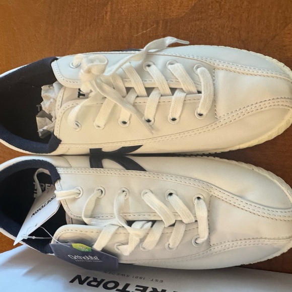 Tretorn White Sneakers with Navy Trim - Picture 2 of 6